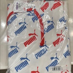 Puma White Hoodie with Red and Blue Logo
